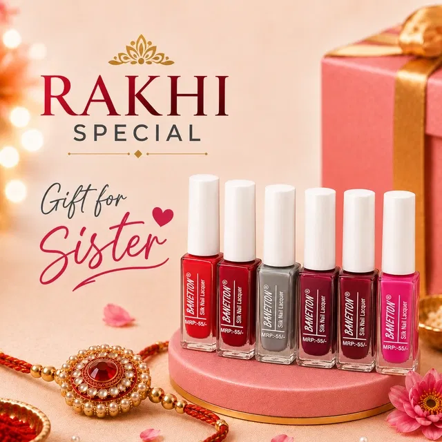 Banetion Glossy Nail Polish Pack of 6 | Gift for Sister | Rakhi Special