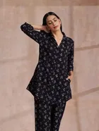 Cotton Blend Printed Short Kurti with Palazzo Set for Women 