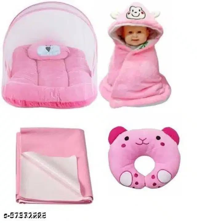Combo of Baby Sleeping Set (Pink, Set of 4)