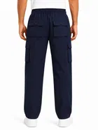 Solid Slim Fit High Rise Drawstring Polycotton Track Pants for Men 