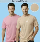 Polyester Round Neck T-shirt for Men, Multicolour, Pack of 2 