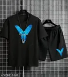 Polyester Printed Tracksuit for Men, Black (M)