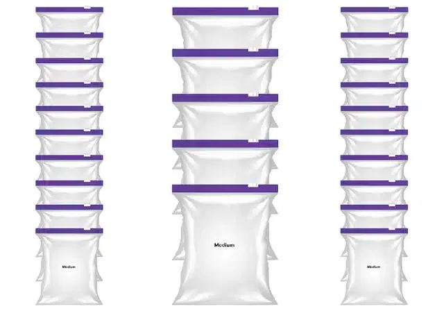 Ziplock Food Storage Pouch for Fridge (Pack of 25, 9x10 Inches) (Purple)