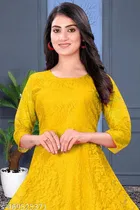 Net Kurti for Women,  Yellow  