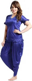 Satin Solid Nightsuit Set for Women 