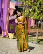 Soft Golden Chiffon Saree for Women 