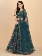 Net Embroidred Semi Stiched Lehenga Choli for Women 