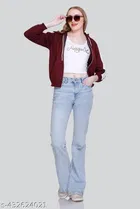 Fleece Solid Jackets for Women 
