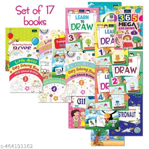 Bookford Cute Copy Coloring & Activity Books Amazing Combo Set for kids - Set of 17 books - Astronaut, Transport, Gadgets, and Many more