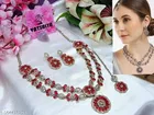 Mehandi Finish Golden Shadow Crystals 2 Layer Ethnic Partywear Necklace Set for Women 