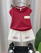 Hosiery Cotton Printed Clothing Set for Kids, Red 