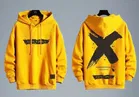 Fleece Printed Hoodie for Men (Yellow, M)