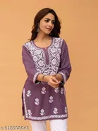 Chikankari Embroidered Short Kurti for Women 