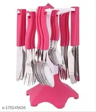 Stainless Steel Cutlery Set with Stand (Multicolor, Set of 25)