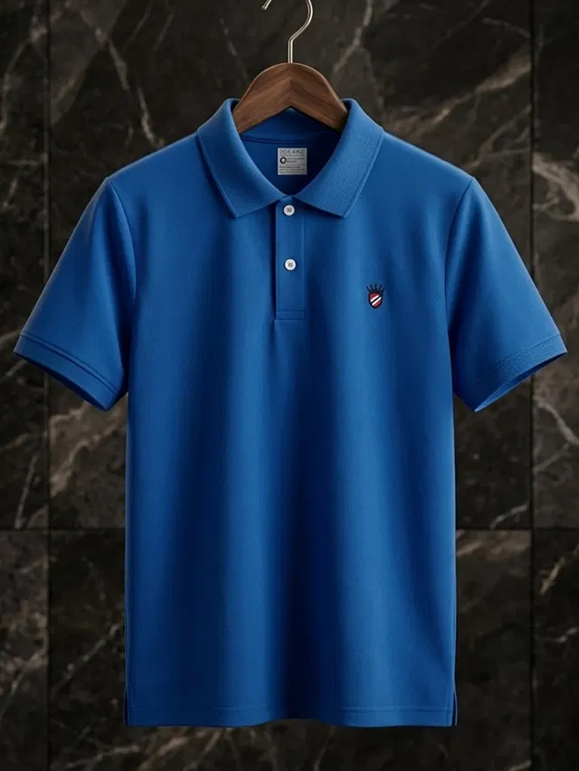Solid Polo T-shirt for Men (Teal, M)