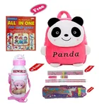 Combo of Kids Cartoon Bag Backpack, All In One Book, Water Bottle & Gift Set Geometry Set 