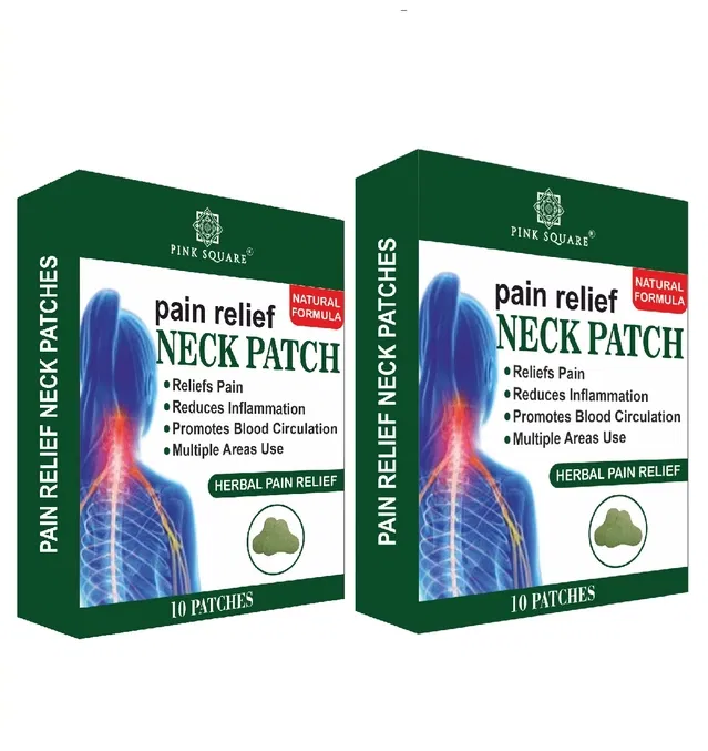 Pink Square Neck Pain Relief 10 Pcs Heat Patches (Pack of 2)