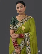 Bollywood Green Chiffon/Satin Embroidered Saree for Women