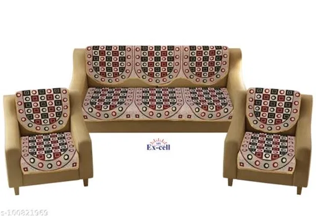 Polycotton 5 Seater Sofa Covers (Red, Set of 1)