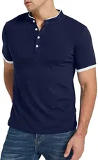 Mandarin Collar Solid T-Shirt for Men 