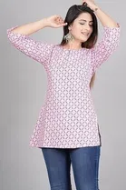 Cotton Block Print Short Kurti for Women 