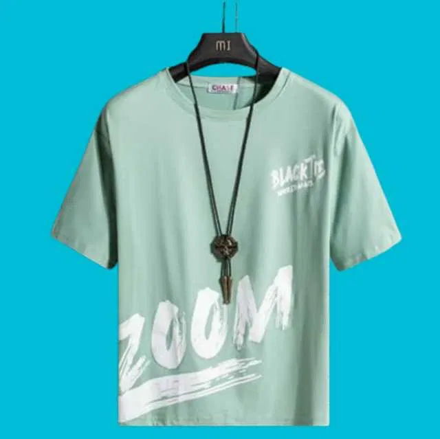Men's Half Sleeves Printed T-shirt (Aqua Blue, M) (SVG-121)