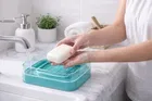 Rectangle Transparent WallMounted Soap Holder Blue