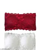 Net Solid Bras for Women, Maroon & White, Pack of 2 