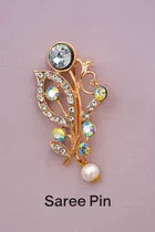 Metal Saree Pin for Women, Multicolor, Pack of 3