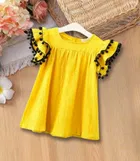 Cotton Blend Frock for Girls (Yellow, 0-2 Months)