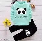 Hosiery Cotton Printed Clothing Set for Kids, Sea Green 