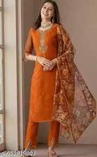Sequinned Silk Kurta Set for Women 