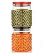 Diamond Container Plastic Container 1100ml (Pack Of 2, Assorted)