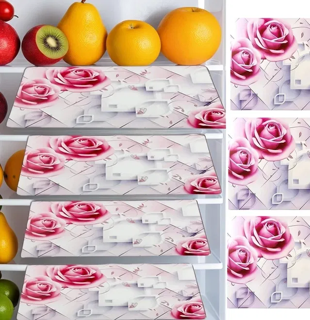 PVC Fridge Mat (Multicolor, Pack of 4)