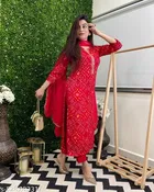 Bandhani Printed Rayon Kurta Set for Women 