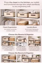 Craft Bazar Multipurpose Foldable Fabric Storage Box with Front Handle for Clothes, Wardrobe Books and Home Organization Pack of 4