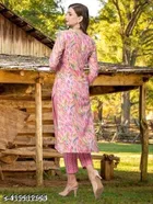 Cotton Printed Kurti with Pant for Women 