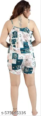 Cotton Blend Printed Night Suit for Women, Multicolour 