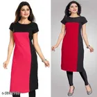 Crepe Color Blocked Kurti for Women 