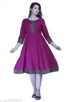 Anarkali Rayon Solid Kurti for Women 