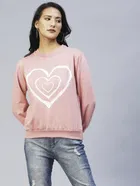 Women's Heart Printed Peasant Sleeves Sweatshirt 