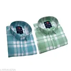 Cotton Blend Checked Shirt for Men, M.Green & L-Green 