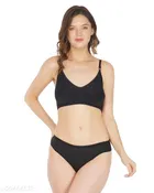 Cotton Blend Solid Lingerie Set for Women 