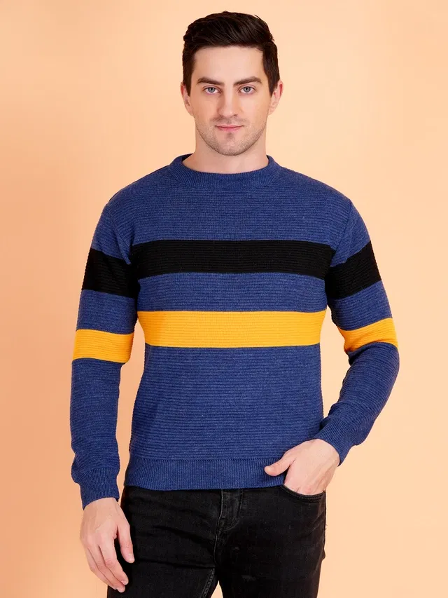 Full Sleeves Sweater For Men, Blue (XL)