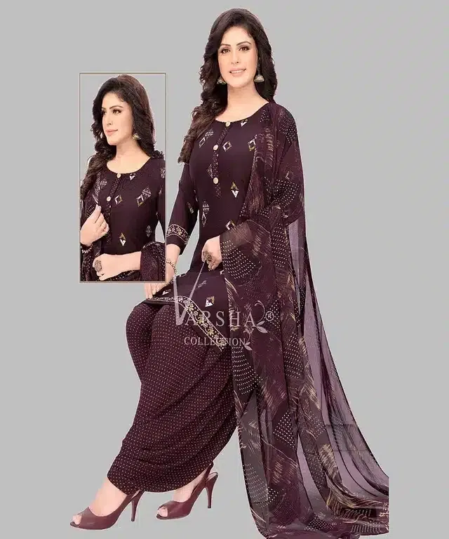 Unstitched Dress Material for Women & Girls (Wine)
