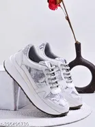 Solid Synthetic Sneakers for Women 