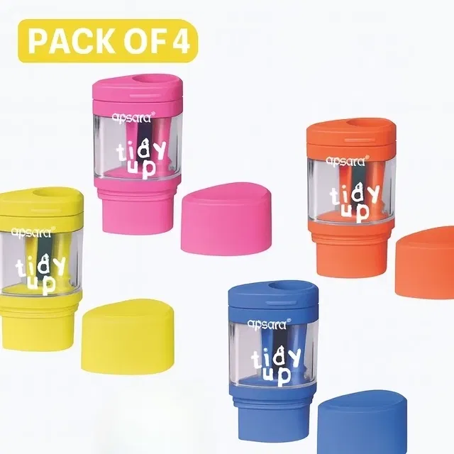 Apsara Tidy Up Sharpener + Eraser Blister Pack [Pack of 4]