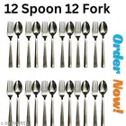 Stainless Steel 12 Pcs Spoons with 12 Pcs Forks (Silver, Set of 2)