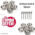 Stainless Steel 12 Pcs Bowls with 6 Pcs Spoon 