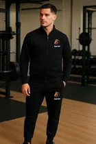 Polyester Printed Tracksuit for Men, Black 